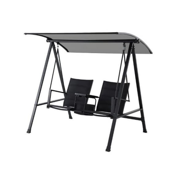 Garden Winds Custom Fit Replacement Canopy Top Cover Compatible with The Dashwood MS5628059664015, MS5628059664049 2 Seat Steel Swing - Upgraded Performance RipLock 350 Fabric - Slate Gray