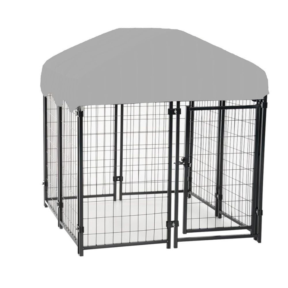 Garden Winds Custom Fit Replacement Canopy Top Cover Compatible with The Lucky Dog CL 60445 4’ Uptown Welded Outdoor Dog Kennel Playpen - Upgraded Performance RipLock 350 Fabric - Slate Gray