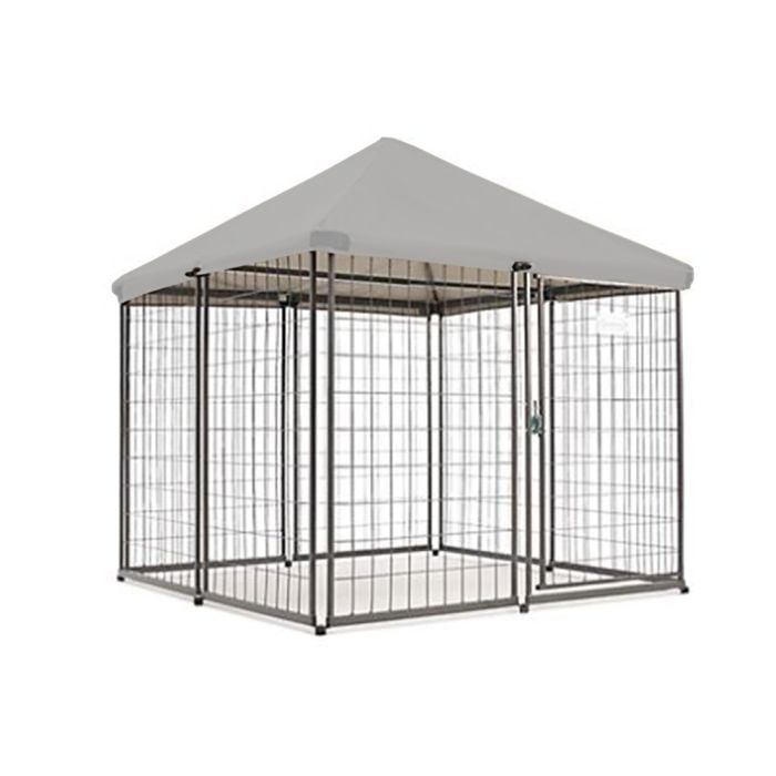 Garden Winds Custom Fit Replacement Canopy Top Cover Compatible with The Retriever 1201551 5’ x 4.5’ x 4.5’ Portable Pet Dog Kennel Playpen - Upgraded Performance RipLock 350 Fabric - Slate Gray