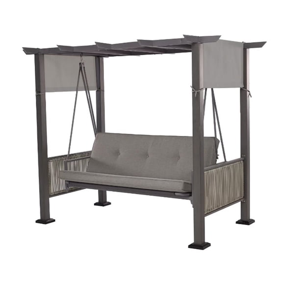 Garden Winds Custom Fit Replacement Canopy Top Cover Compatible with The Wiltshire GB24-309 Wicker Patio Pergola Daybed Swing - Upgraded Performance RIPLOCK 350 Fabric - Slate Gray