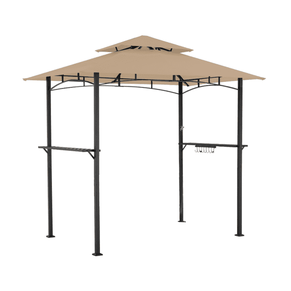 Garden Winds Custom Fit Replacement Canopy Top Cover Compatible with The Aecojoy 8' x 5' Grill Gazebo - Upgraded Performance RIPLOCK 350 Fabric