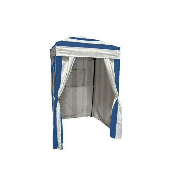 Garden Winds Custom Fit Replacement Canopy Top Cover and Four-Wall Curtains Compatible with The Eagle Peak Flex Ultra CR16 4' x 4' Pop Up Changing Room - Upgraded 350 Fabric - Cabana Blue