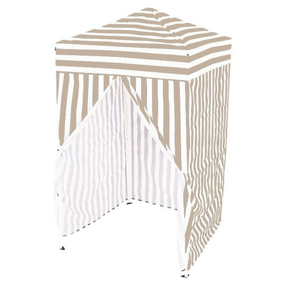 Garden Winds Custom Fit Replacement Canopy Top Cover and Four-Wall Curtains Compatible with The Impact Canopy 4' X 4' Pop Up Changing Room - Upgraded Performance 350 Fabric - Cabana Beige