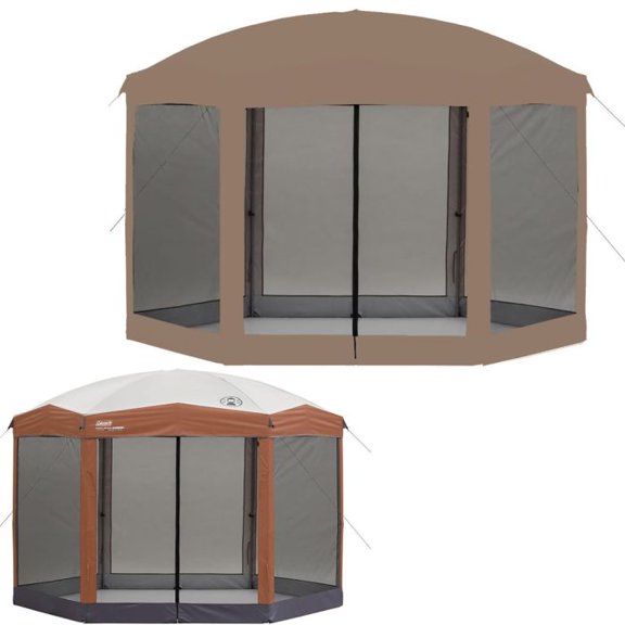 Garden Winds Custom Fit Replacement Canopy Top Cover and Netting Set Compatible with The Coleman Back Home Portable 10x12 2000013063 Gazebo - Upgraded Performance RipLock 350 Fabric - Nutmeg