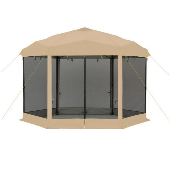 Garden Winds Custom Fit Replacement Canopy Top Cover and Netting Set Compatible with The Core 40431E 10' X 12' Center Push Screenhouse – Upgraded Performance - Beige, Riplock 350