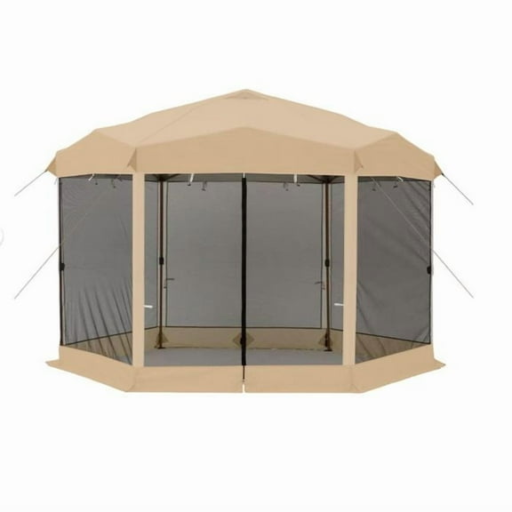 Garden Winds Custom Fit Replacement Canopy Top Cover and Netting Set Compatible with The WMT-1110107L 10' x 12' Glamping Hexagon Pop Up Gazebo - Upgraded Performance RipLock 350 Fabric