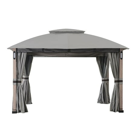 Garden Winds Replacement Canopy Top Cover Compatible with The Monterey Park Gazebo - RipLock 350 - Slate Gray