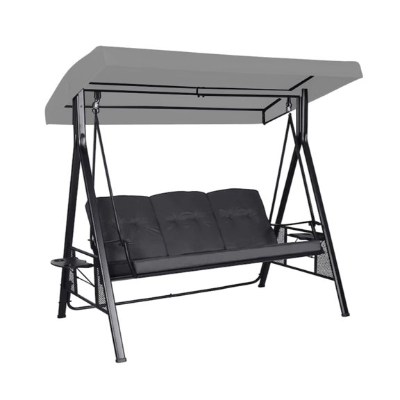 Garden Winds Replacement Canopy Top Cover Compatible with The Veikous 3 Seat Swing - RipLock 350 - Slate Gray