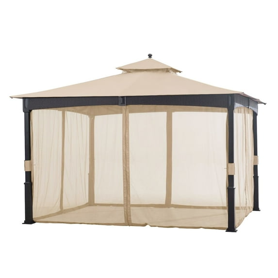 Garden Winds Replacement Canopy Top Cover and Netting Set for Wicker 10 x 12 Gazebo - RipLock 350