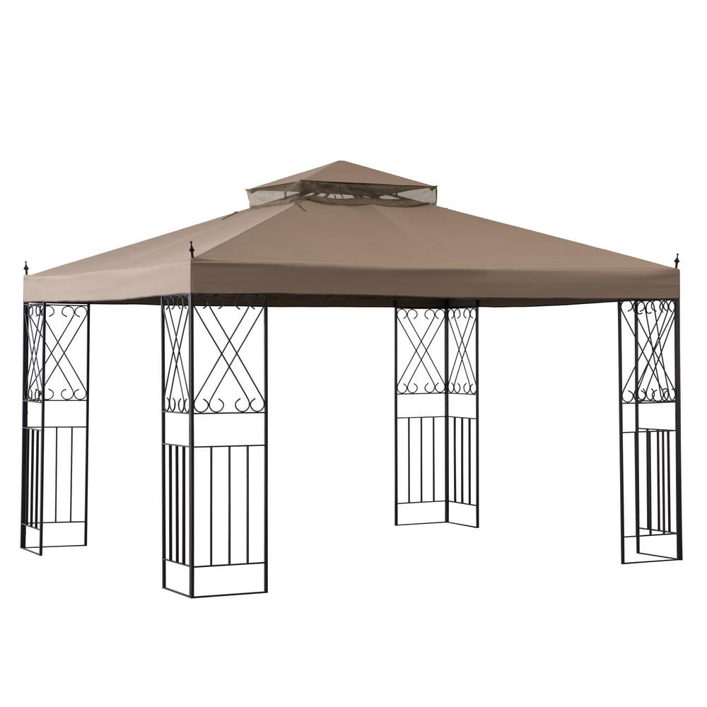 Beige Polyester Two-Tiered Replacement Canopy for 10' x 12' Gazebo