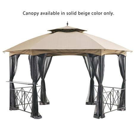 Garden Winds Replacement Canopy Top Cover and Netting Set for the Genoa Hexagon Gazebo - RipLock 350