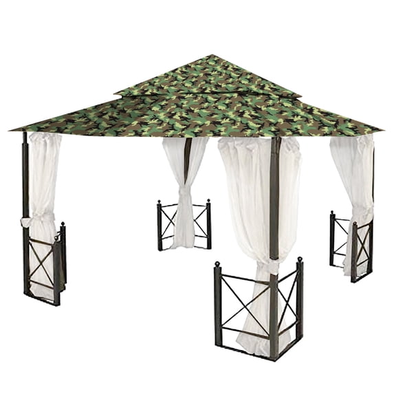 Garden Winds Replacement Canopy Top Cover for the Harbor Gazebo -Standard 350 - Camo Green