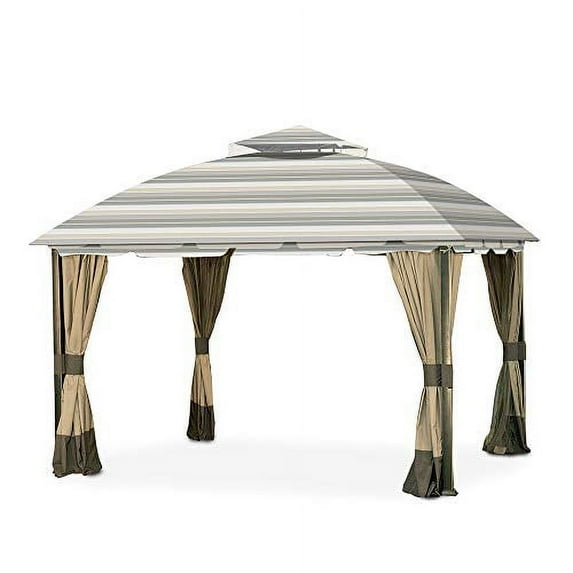 Garden Winds Replacement Canopy Top Cover for the South Hampton Gazebo -Standard 350 - Stripe Stone