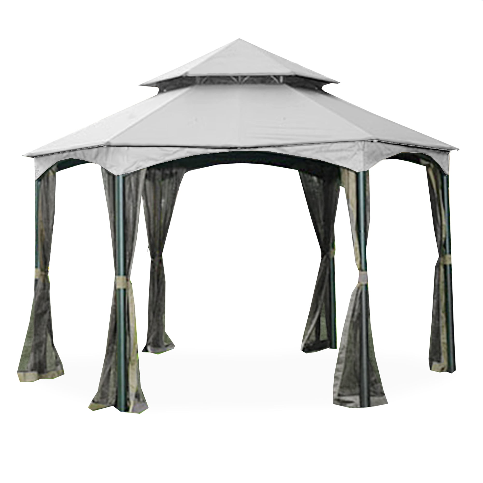 Slate Gray Riplock 350 Fabric Replacement Canopy for 12' x 12' Hexagon Gazebo
