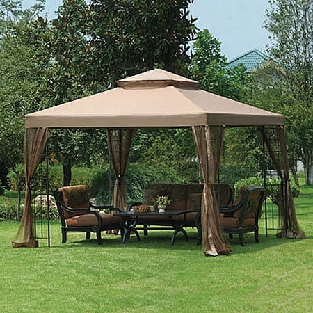 Garden Winds Replacement Canopy Top and Side Mosquito Netting Set for Big Lot's 10x10 Gazebo - Riplock 350