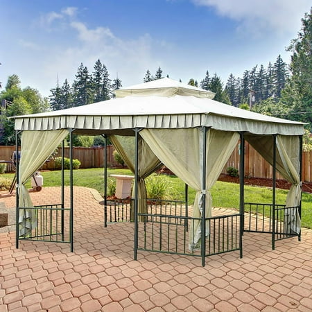 Garden Winds Replacement Canopy Top and Side Mosquito Netting Set for Constantine Gazebo - Riplock 350