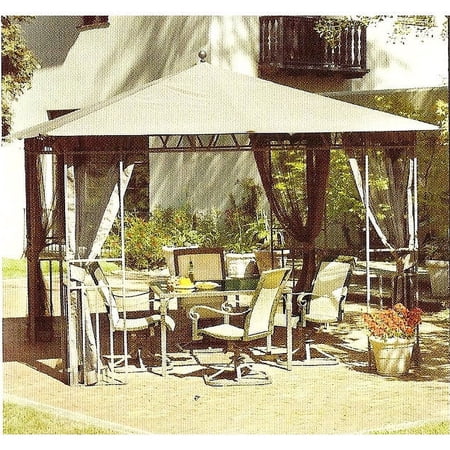 Garden Winds Replacement Canopy Top and Side Mosquito Netting Set for Freemont Gazebo