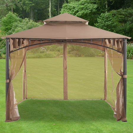 Garden Winds Replacement Canopy Top and Side Mosquito Netting Set for Gardena Gazebo - L-GZ136PST-9C - Riplock 350