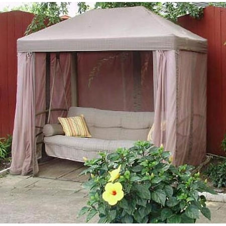 Garden Winds Replacement Canopy Top and Side Mosquito Netting Set for Sam's Club Gazebo Style Swing