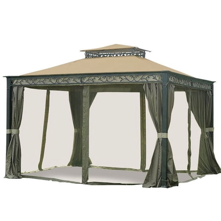Garden Winds Replacement Canopy Top and Side Mosquito Netting Set for Serenity Gazebo - Riplock 350