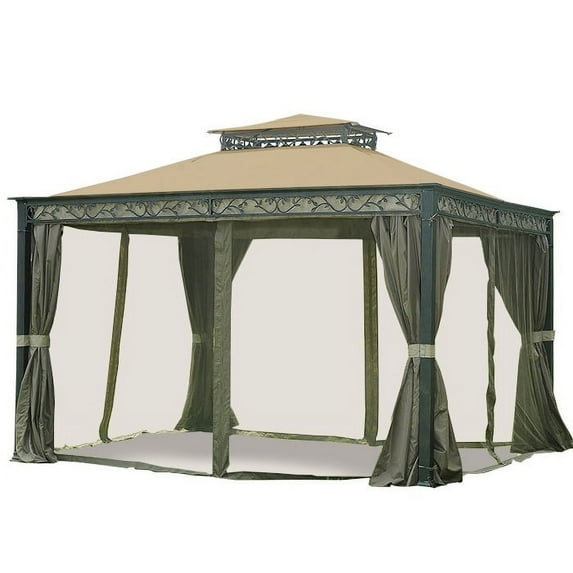 Garden Winds Replacement Canopy Top and Side Mosquito Netting Set for Serenity Gazebo - Riplock 350