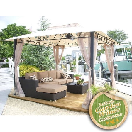 Garden Winds Replacement Canopy Top and Side Mosquito Netting Set for Target's Wellington Gazebo, Riplock 350