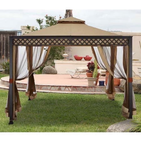 Garden Winds Replacement Canopy Top and Side Mosquito Netting Set for Villa Gazebo - Riplock 350