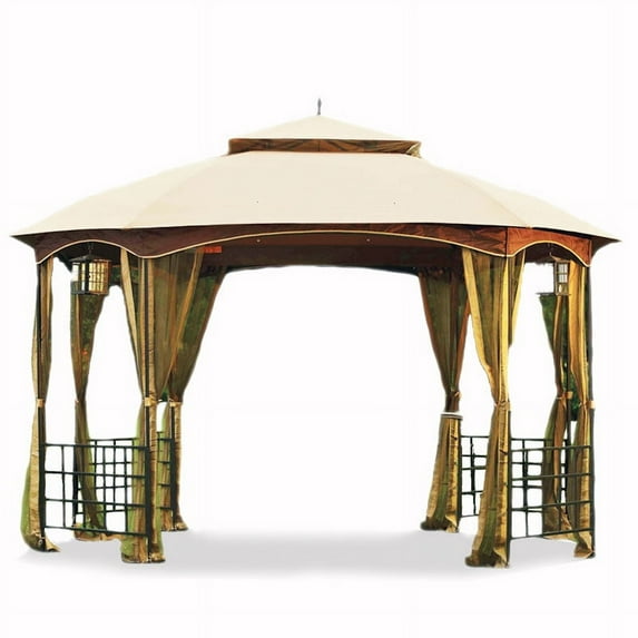 Garden Winds Replacement Canopy Top and Side Mosquito Netting Set for the Newport Gazebo-RipLock 350