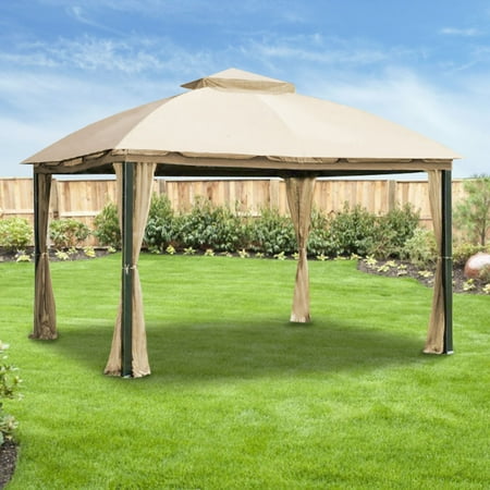 Garden Winds Replacement Canopy Top for Malibu Gazebo L-GZ215PST-B-WV - Riplock 350