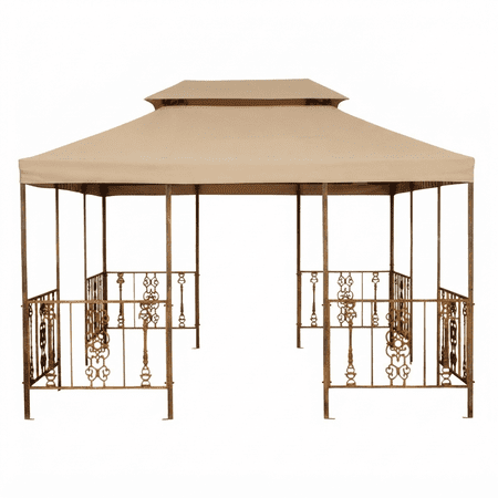 Garden Winds Replacement Canopy Top for PH Victorian Gazebo - SOLID BEIGE COLOR, NO STRIPE - Riplock 350