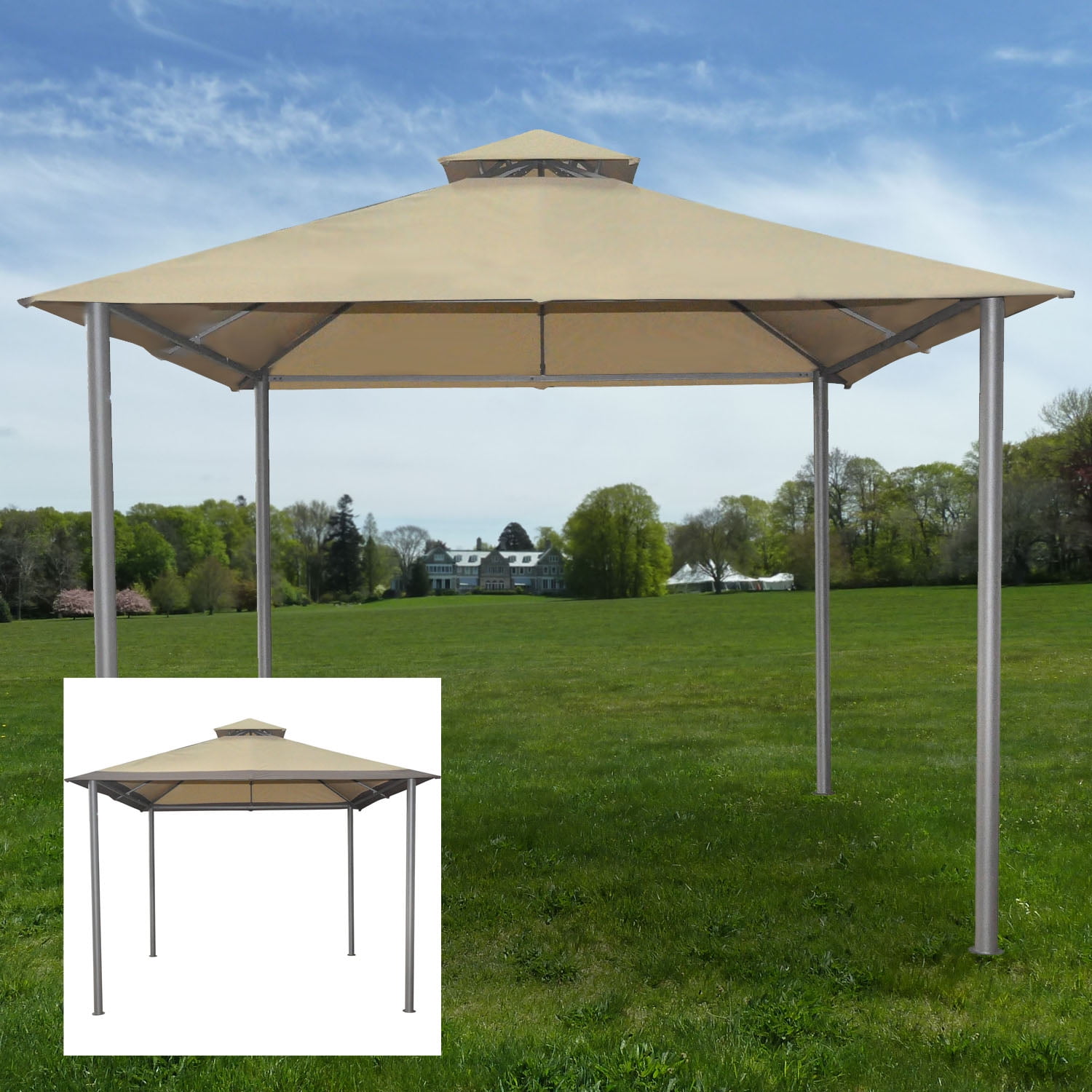 Garden Winds Replacement Canopy Top for the Walmart Savvi Gazebo Riplock 350 Beige
