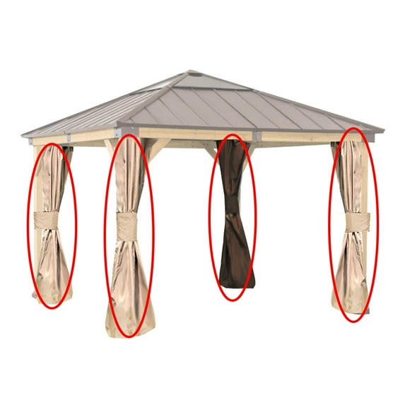 Garden Winds Replacement Privacy Curtain Set Compatible With The A102007200 Hard Top Gazebo