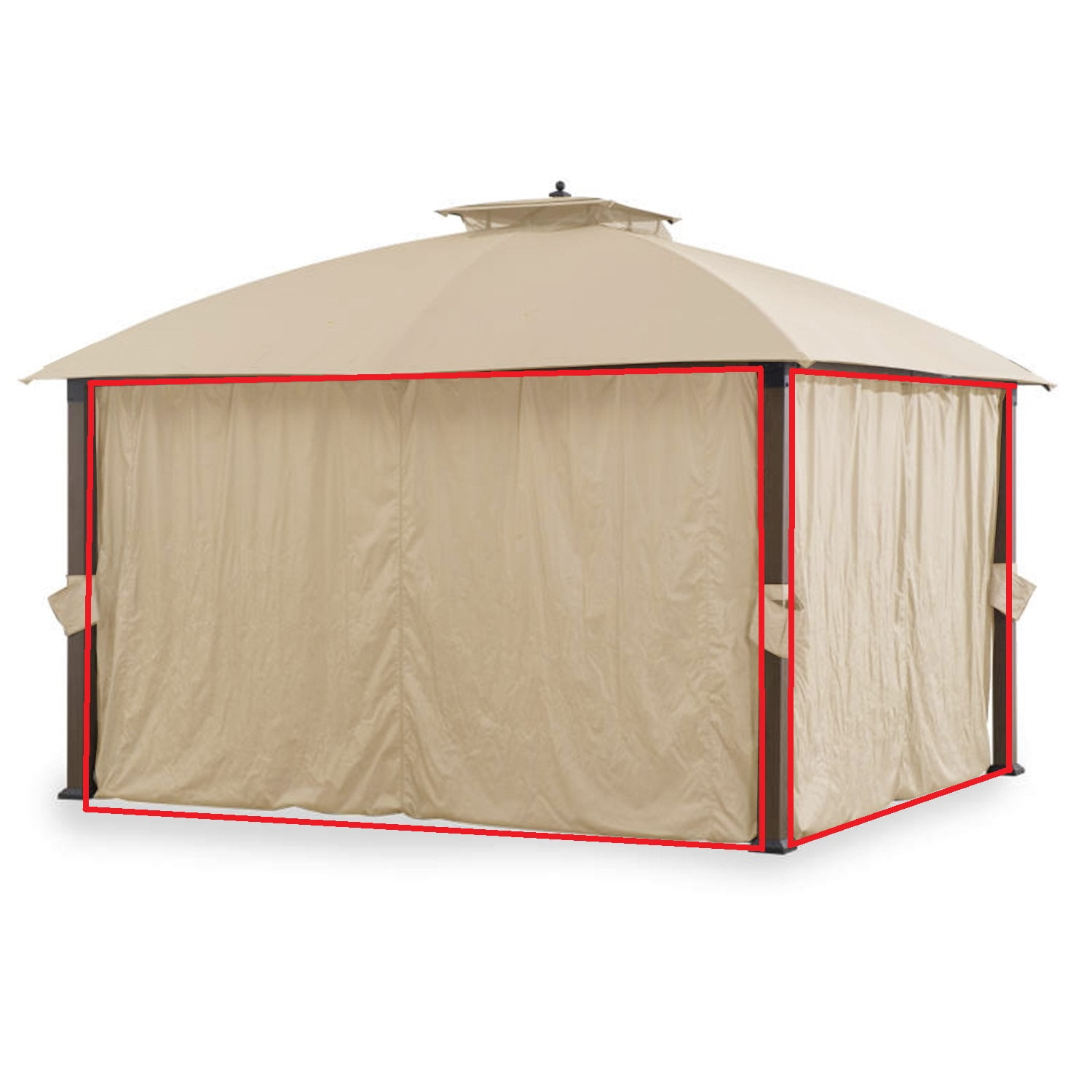 Beige Whisper 10' x 12' Replacement Privacy Curtain Set for Two-Tiered Gazebo