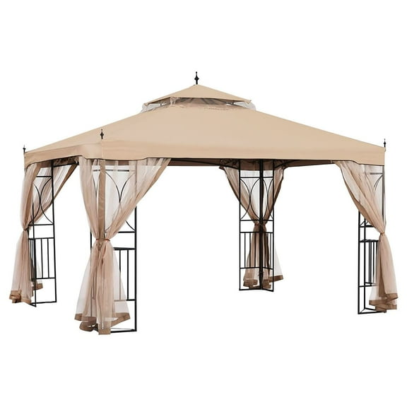 Garden Winds Replacement Canopy Top Cover Compatible with The ABCCANOPY & MasterCanopy Arrow Crescent Gazebo 10 x 12 - Riplock 350 Beige