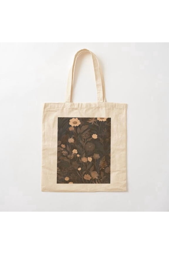 Garden Winter Cottagecore Pattern Canvas Tote Bags, Reusable Shopping Bag