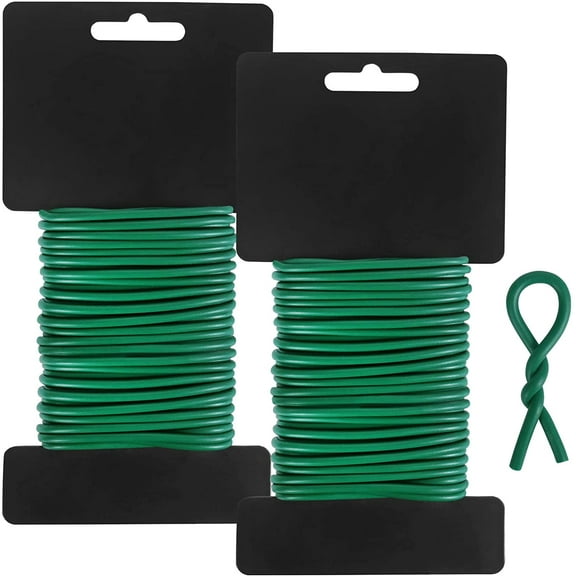 Garden Wire, 52 Feet 3.5mm Soft Garden Plant Ties for Climbing Plants, Tomatoes, Climbing Roses, Indoor & Outdoor Plants (2PCS X 26 Feet, Green)