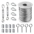 thumbnail image 1 of Garden Wire for Sun Shade Tent Installation Railing Decking Fence Anti-Rust 19 Pcs 50 FT Hook & Eye Tensioner Rop, 1 of 6
