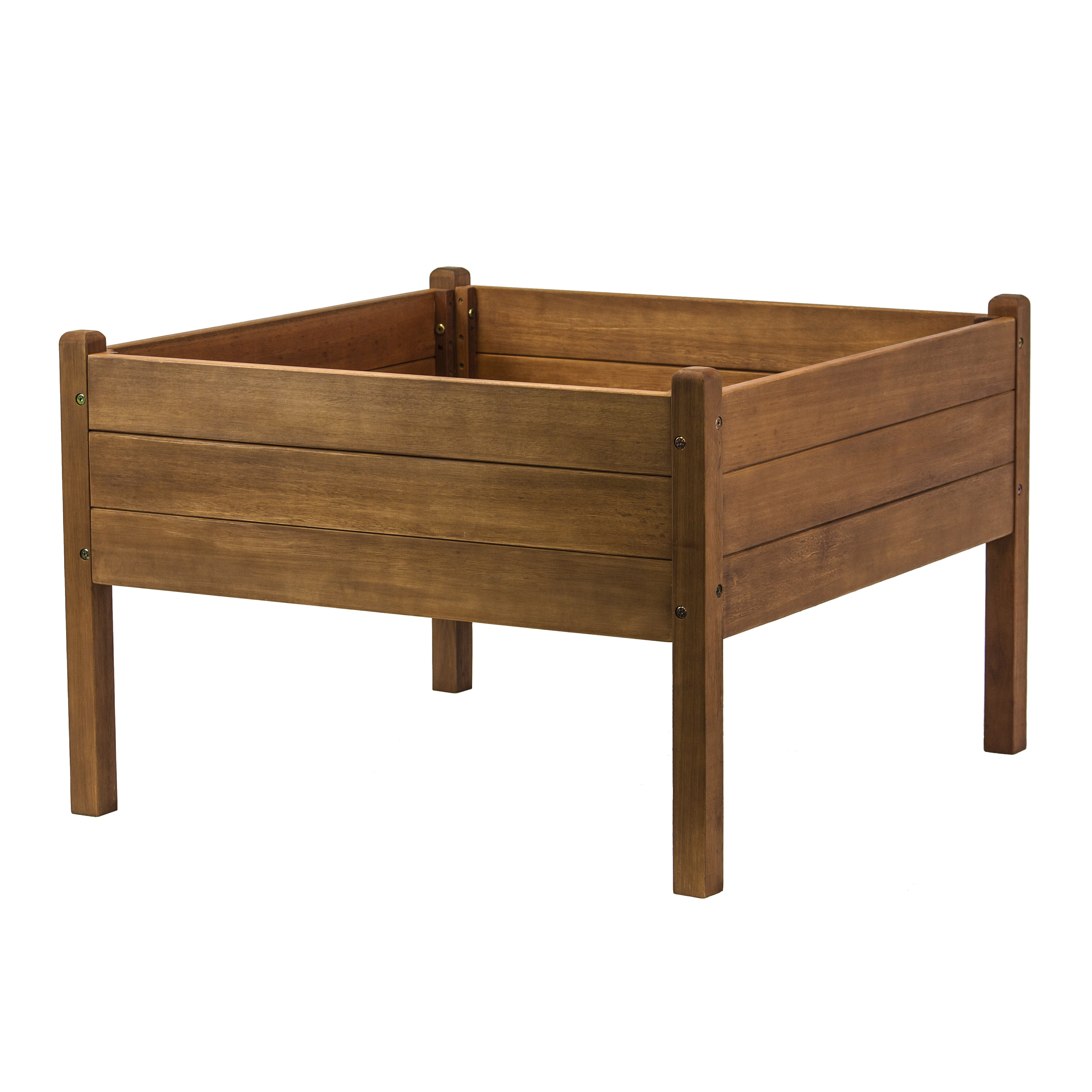 Good Ideas Garden Wizard Sturdy Design 3'x3' Eucalyptus Wood Outdoor Raised Garden Bed - Red