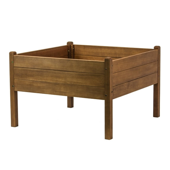 Good Ideas Garden Wizard Sturdy Design 3'x3' Eucalyptus Wood Outdoor Raised Garden Bed - Red