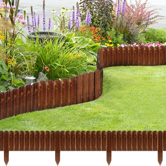 Garden Wooden Fence,12ft X 8in Pine Wood Flower Bed Edging Borders, No Fading Planter Fencing for Outdoor Patio Lawns Yard Flower Bed Decoration