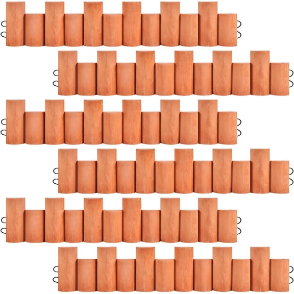 Garden Wooden Fence, Outdoor Landscape Edging Border, No Dig Flexible Decorative Fencing for Yard Patio Pathway Lawns Courtyard Maintenance, Set of 6 Panels 198 Inches, Brown