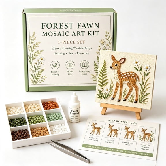 Garden & Woodland Mosaic Art DIY Kit, Birds and Animals Theme Sea Glass Mosaic Art Kit, Creative Handmade Home Ornament, DIY Craft Gift for Adults & Beginners, Animals Lovers