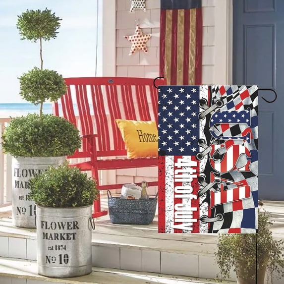 Garden Yard Flag, 12X18 inch Double Sided With Classic USA Patriotic Print, for 4th of July Farmhouse Decor, Front Porch Layout, Outdoor Holiday Display 250th Anniversary