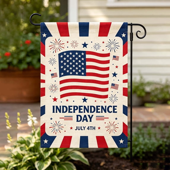 Qjidjing Garden Yard Flag, Patriotic Double Sided Festive American Flag Printed And Weatherproof Fabric, for Lawn Ornament, Courtyard Decor, Outdoor Festival Setup Independence Day