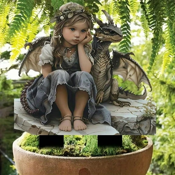Garden Yard Pile Ground Insert Decoration Garden Decoration Ground Insert Props 2D Garden Fairy Statue Ground Insert Fairy Garden Accessories Pot Plants Yard Lawn Decor