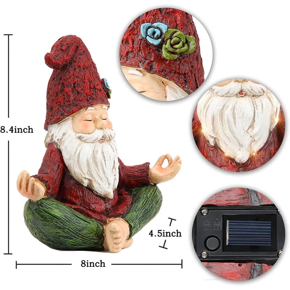 Garden Yoga Gnome Statue, Outdoor Gnomes Figurine with Solar Lights, Knome in Yoga Pose for Garden Decor, Elf Sculptures and Statues for Patio Lawn Yard$$Garden & Patio