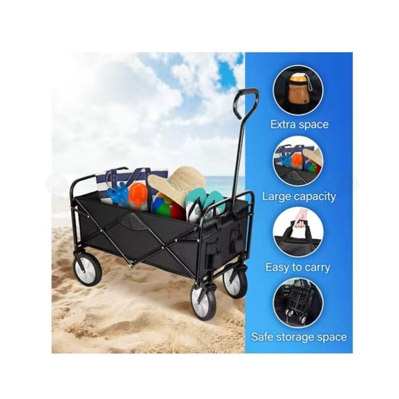 Garden and utility Cart, Collapsible 23" x 34" Black