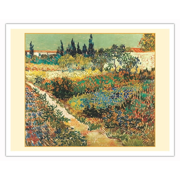 Garden at Arles, France - From an Original Color Painting by Vincent Van Gogh c.1888 - Fine Art Matte Paper Print (Unframed) 11x14in