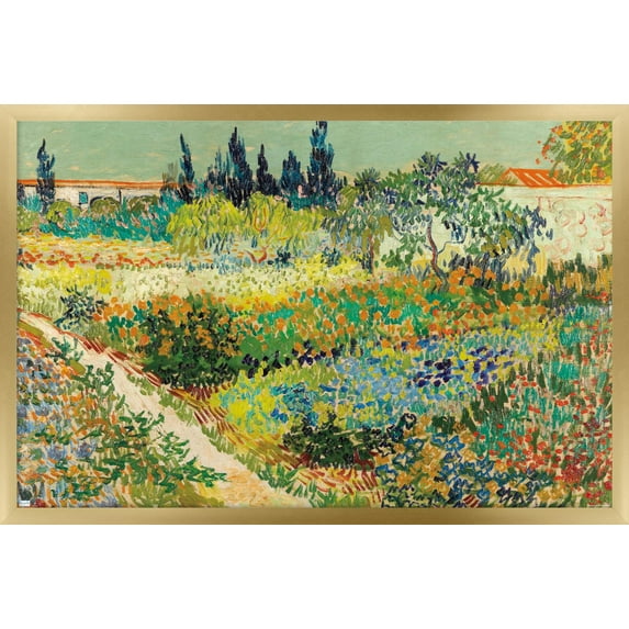 Garden at Arles by Vincent van Gogh Wall Poster, 14.725" x 22.375" Framed