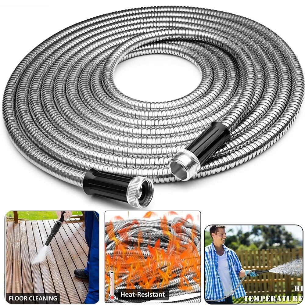 Garden hose 25FT 304 stainless steel metal hose, flexible, no kinks